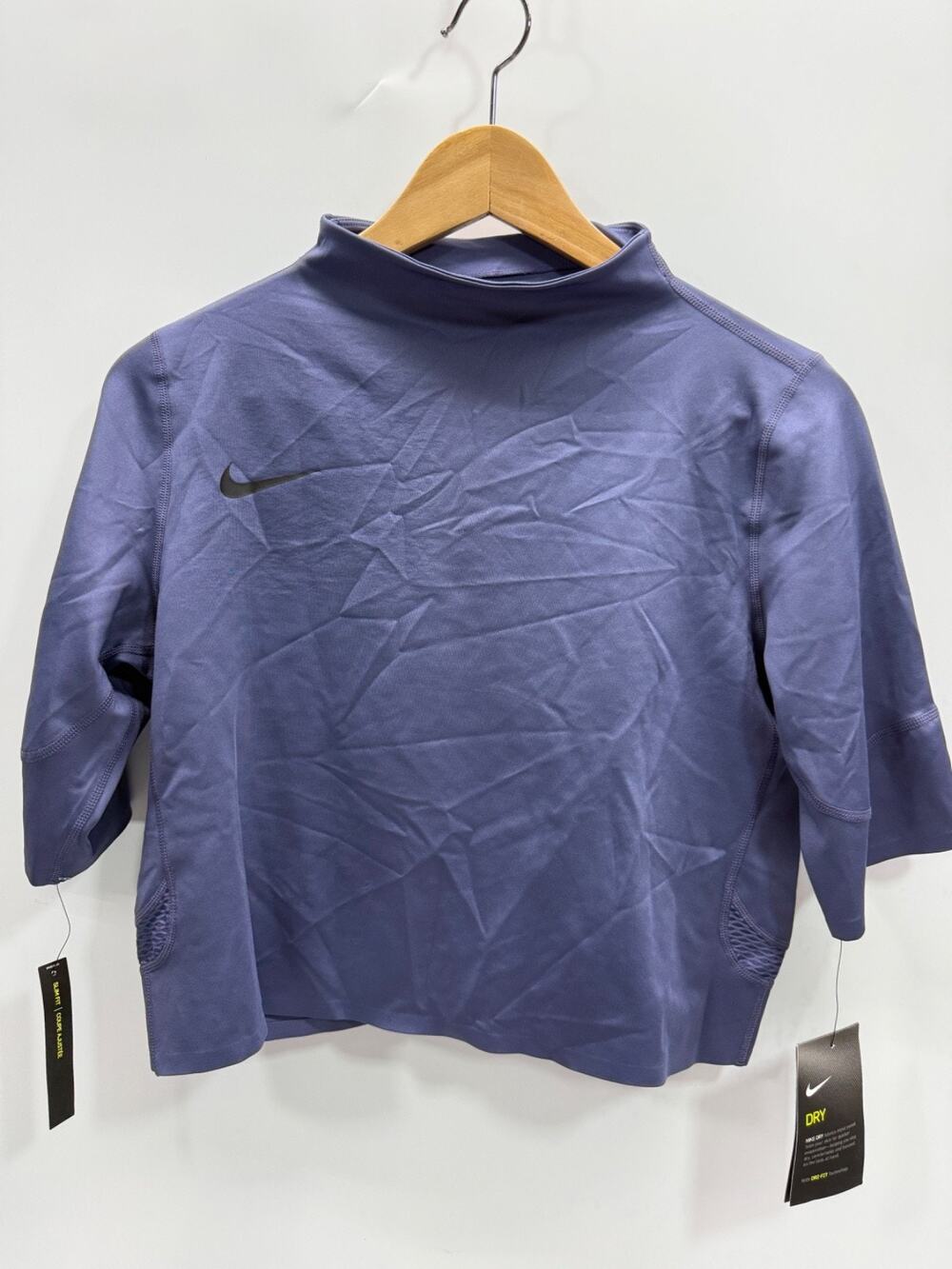 Nike Dri-FIT Women’s Purple Running Top L Slim Fit Raglan Sleeve Mock Neck